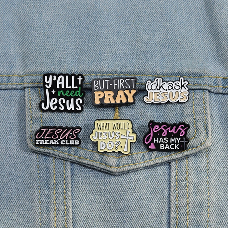 

JESUS FREAK CLUB Enamel Pins Custom GOD IS GOOD All The Time Brooches Lapel Badges Funny Quotes Jewelry Gift for Friends