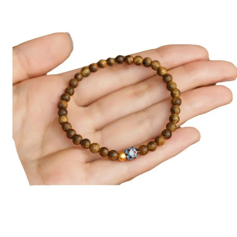 Agarwood Buddha Beads Women's Bracelet, Fun Collectible, Burnt Blue Lotus Luck-Attracting Beads - view 5