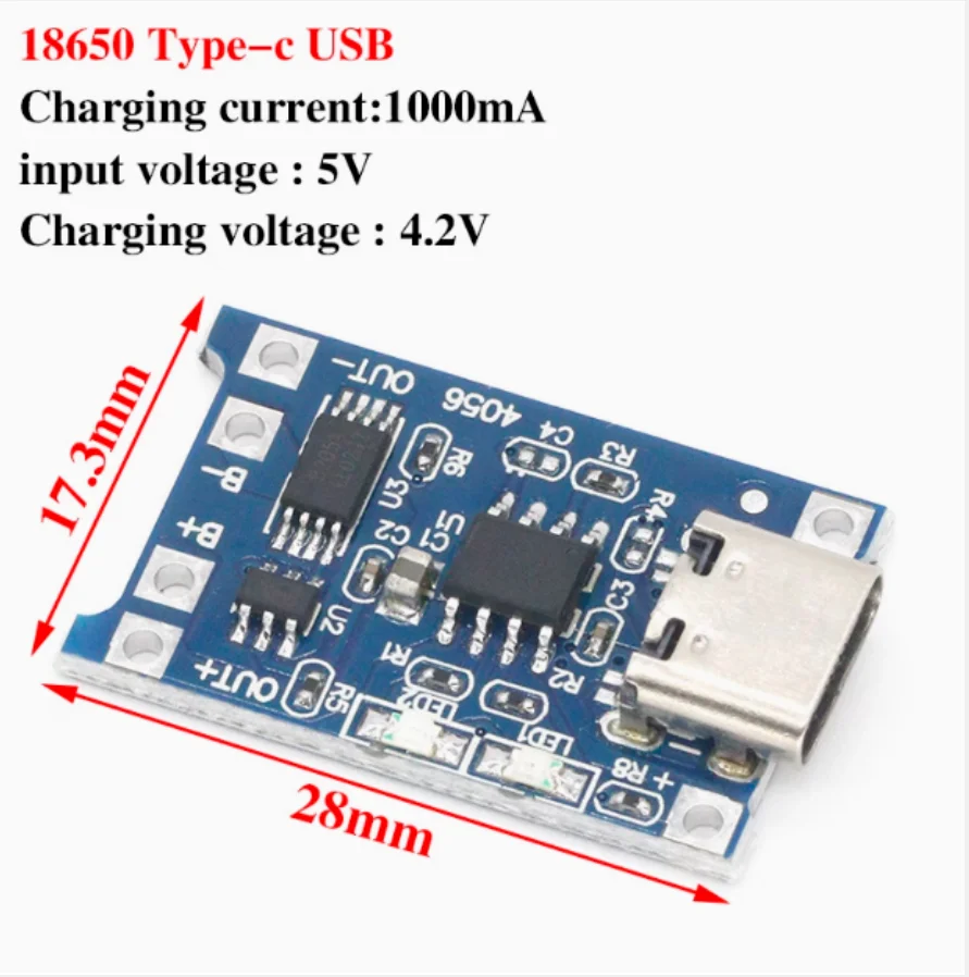 DIY Type-C Micro USB 5V 1A 18650 TP4056 Lithium Battery Charger Module Charging Board With Protection Two-in-One