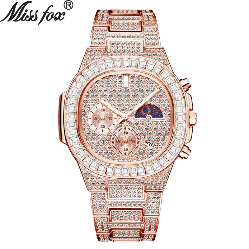 Official brand free shippingEuropean American High-End Fashion Hip Hop Full Diamond Multifunctional Leisure QuartzMen's Watch