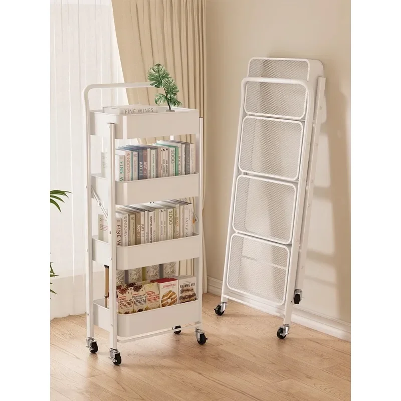 

Foldable trolley Shelves Home snacks Floor to floor Multi-layer living room Storage Bookshelf Mobile kitchen