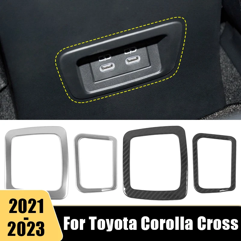 For Toyota Corolla Cross XG10 2021 2022 2023 Hybrid Stainless Car Rear Air Condition outlet Vent Cover Trim USB Frame Stickers