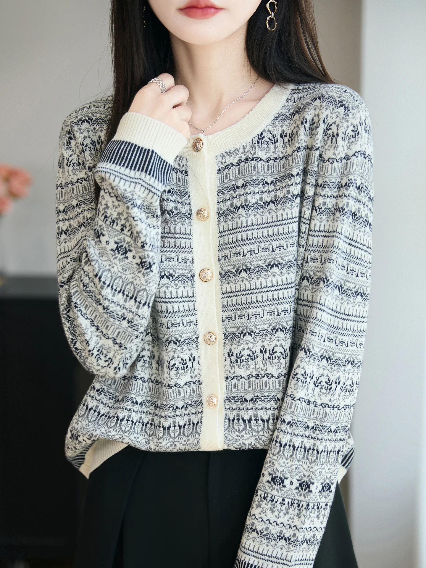 

Романтический вязаный открытый кардиган в стиле ретро, женский свободный длинный свитер свека, круглый свитер Ne, верхняя одежда, молодежная весна-осень