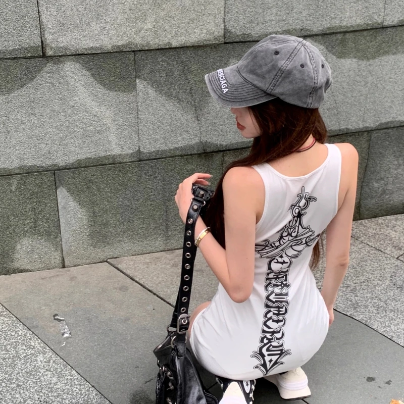 2025 coreano nuevo Y2K ropa de mujer chaleco ajustado verano impreso chaleco sin mangas K moda chica caliente Casual Top