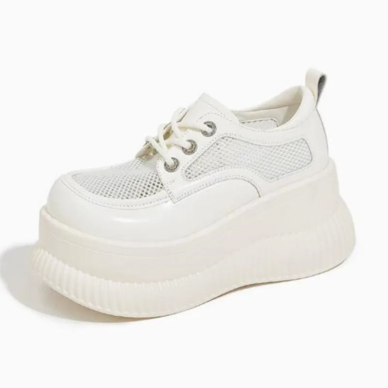 

Women Loafers Summer Breathable Mesh Slip on Shoes 8 5cm Thick Sole Casual Comfortable Height Increasing Shoe Microfiber Sneaker