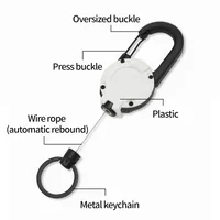 1pc Steel Wire Tactical Automatic Retractable Buckle Rope Camping Supplies Anti-theft Elastic Keychain Carabiner Buckle Rope캠핑용품 2
