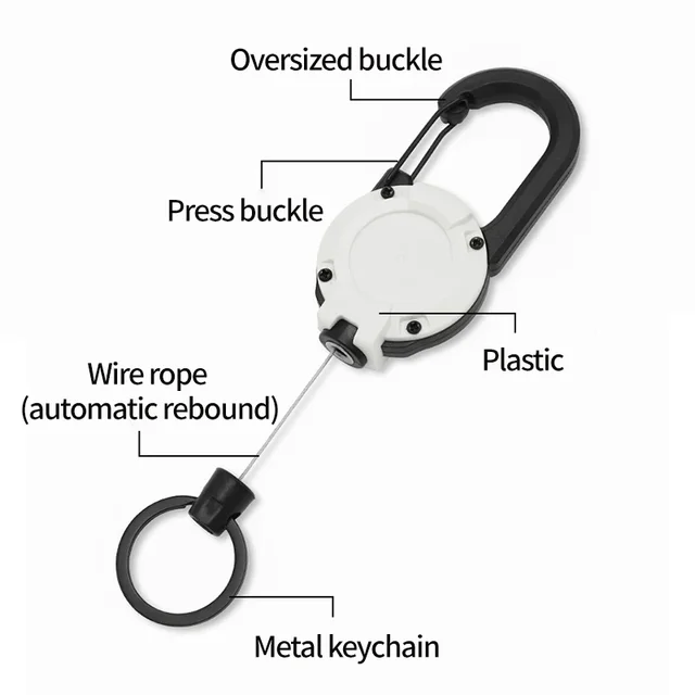 1pc Steel Wire Tactical Automatic Retractable Buckle Rope Camping Supplies Anti-theft Elastic Keychain Carabiner Buckle Rope캠핑용품 2