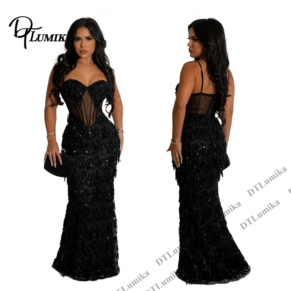 Vestido de Fiesta para Mujer DTLumika, Tirantes Finos, Largo, Estilo Corsé, Vestido de Noche para Graduación, Sin Mangas, Vestido de Fiesta de Boda para Mujer