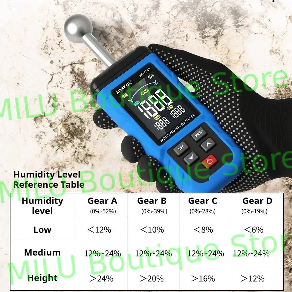 SNAKOL Pinless الخشب مقياس الرطوبة مقياس الرطوبة الرقمي عدم الاتصال الأخشاب كاشف الرطوبة جدار جهاز اختبار الرطوبة نوع C قابلة للشحن #2