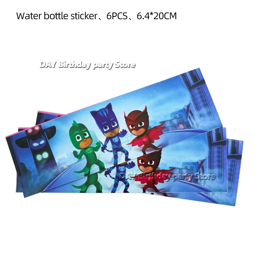 Pyjama Masker Jongens Cartoon Sticker Verjaardagsfeestje Decoratie Sap Cup Fles DIY Stickers Baby Douche Decor Jongen Verjaardagscadeautjes