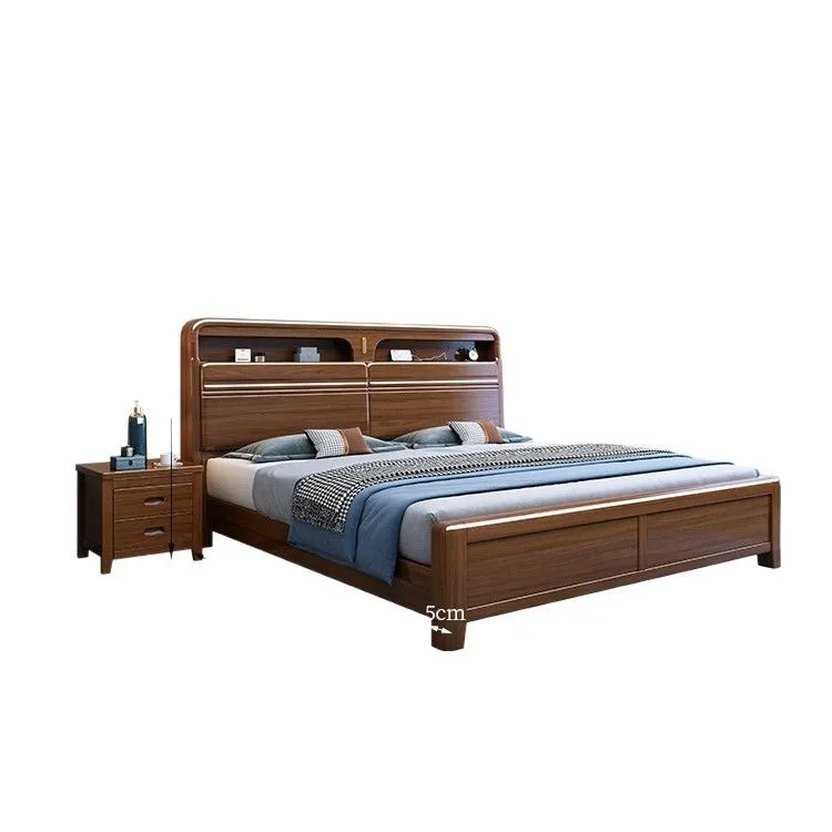 

Full solid wood bed Chinese master bedroom double 1.5m thickened storage
