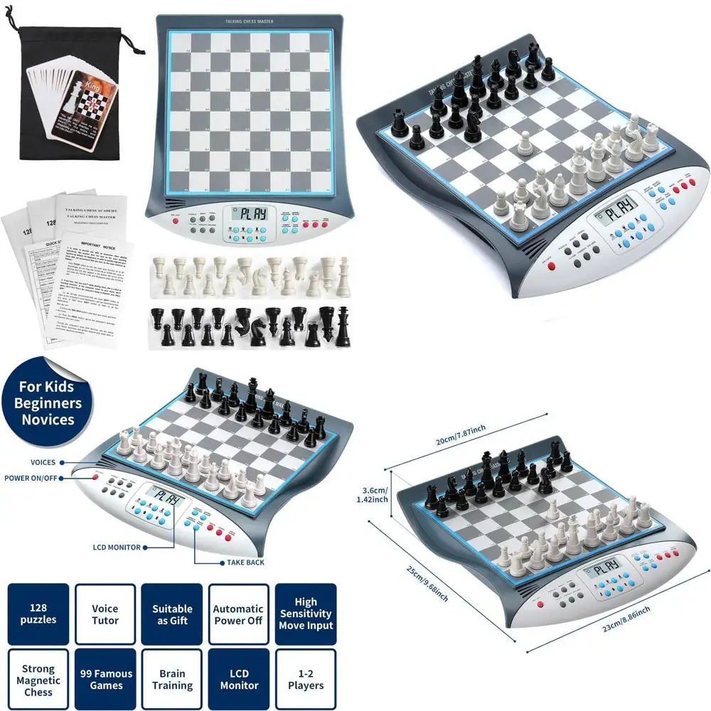 

Voice-Guided Electronic Chess Set for Kids - 32-Level Learning, 2000 ELO, Magnetic Pieces, Sensor Board