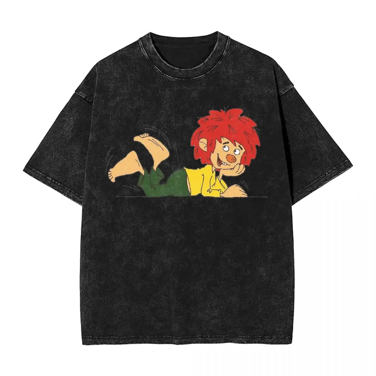 

Pumuckl 3 Hip Hop Short Sleeve T-Shirts Washed Tops Tees Streetwear T Shirt Printed for Men Women