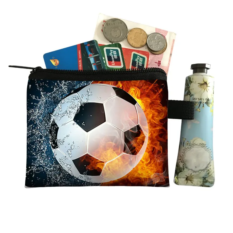 Footbally Soccerly Print Coin Purse Women Men Wallet Boys Girls Change Money Bag Key and Card Holder Bags Mini Bag Wallet Sac