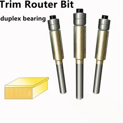 6.35mm Flush Trim Router Bit duplex Trimmer For Woodworking Edging end Milling Cutter Tungsten Carbide CNC wood blade carver 1pc