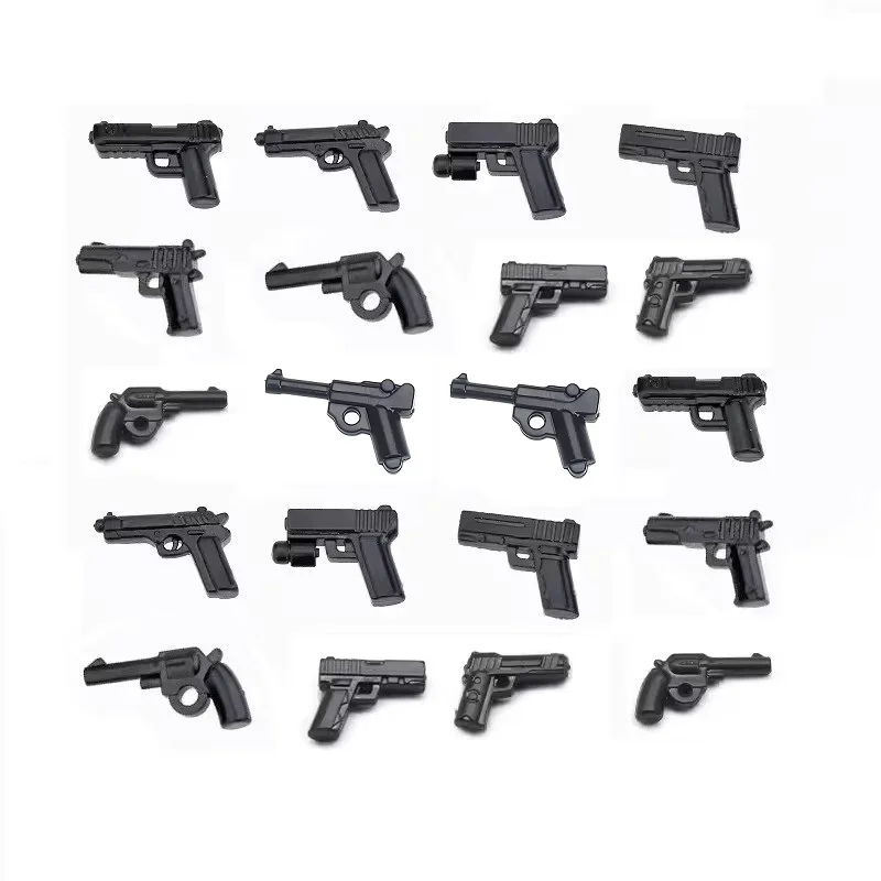 20PCS Pistol Military Weapons Special Forces Police Guns Soldier SWAT Mini Action Figures Army Parts Building Block Bricks Toy