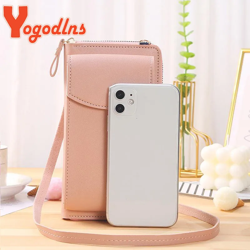 Yogodlns Casual Cellphone Crossbody Bag For Women PU Leather Shoulder Bag Multifuncion Messenger Handbag Flap Lady Pouch Bolsos