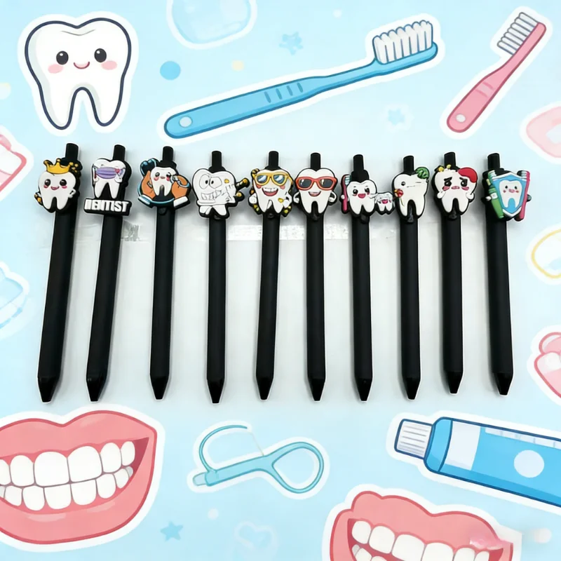 5/15 Stück Kugelschreiber mit Dentalmotiv, einziehbare Kugelschreiber, ideale Geschenke für Zahnmediziner und Studenten