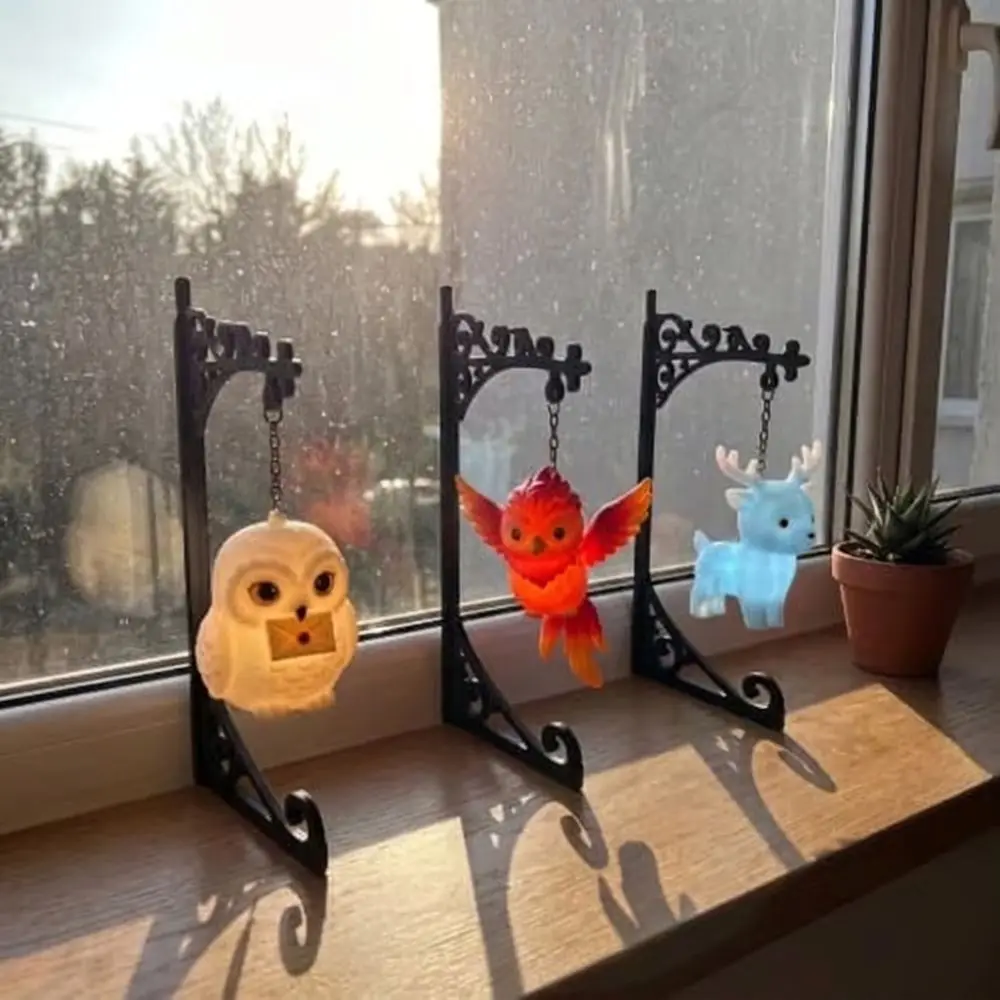 Night Light Vintage Owl Bookshelf Lamp Deer Bird Wrought Iron Library Lantern Fairy Style Fantasy Bookend Shelf Lamp Study Room