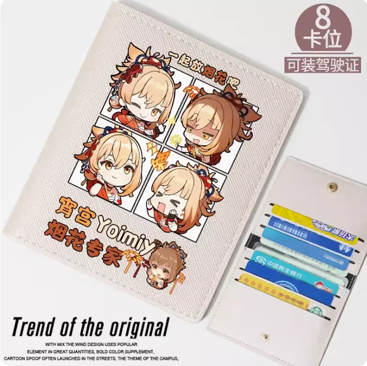 Anime Genshin Impact Yoimiya Mode Brieftasche Pu Geldbörse Karten etui Multi Card Hasp Geld Tasche Cosplay Geschenk B102