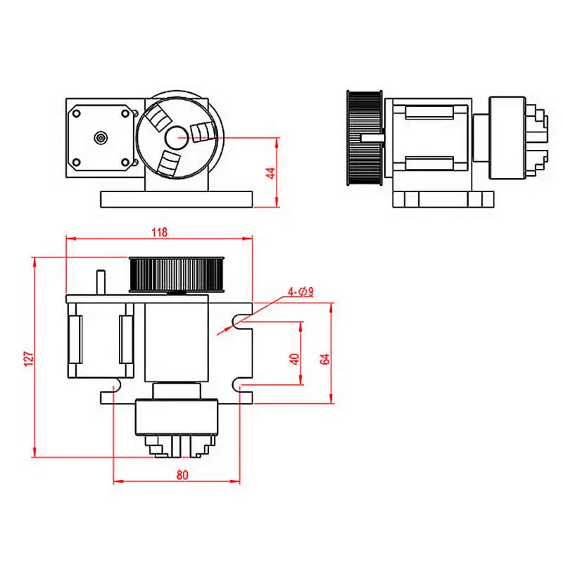 50mm cnc rotary axis kit 4th axis 3 jaw chuck two phase 42 stepper motor tailstock for lathe cnc router engraver milling machine