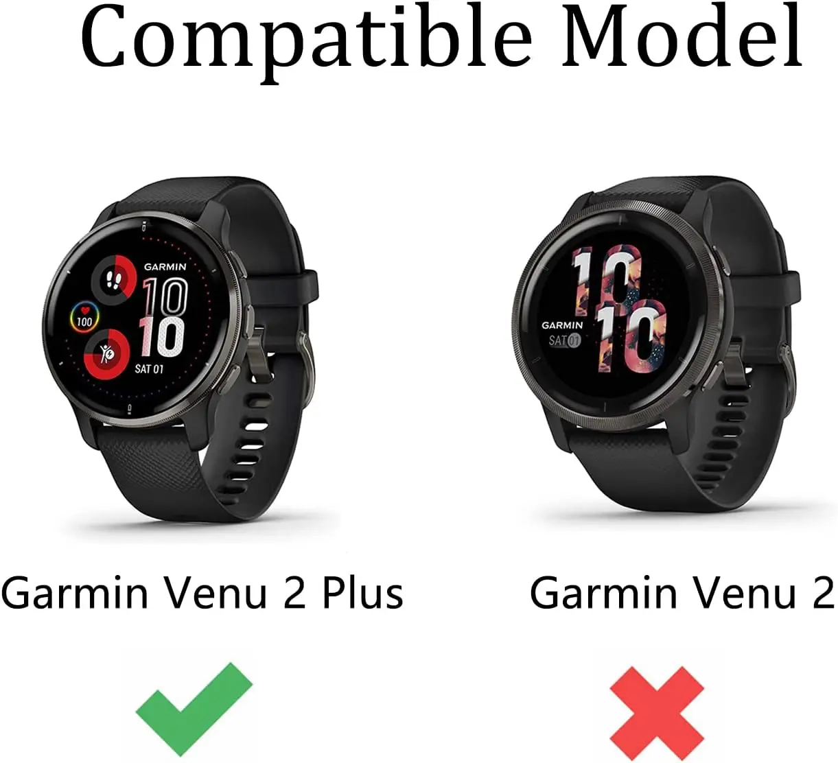 Garmin Venu 2 Plus用スクリーンプロテクター,スマートウォッチ用フルカバーガラスプロテクター,PC保護ケース