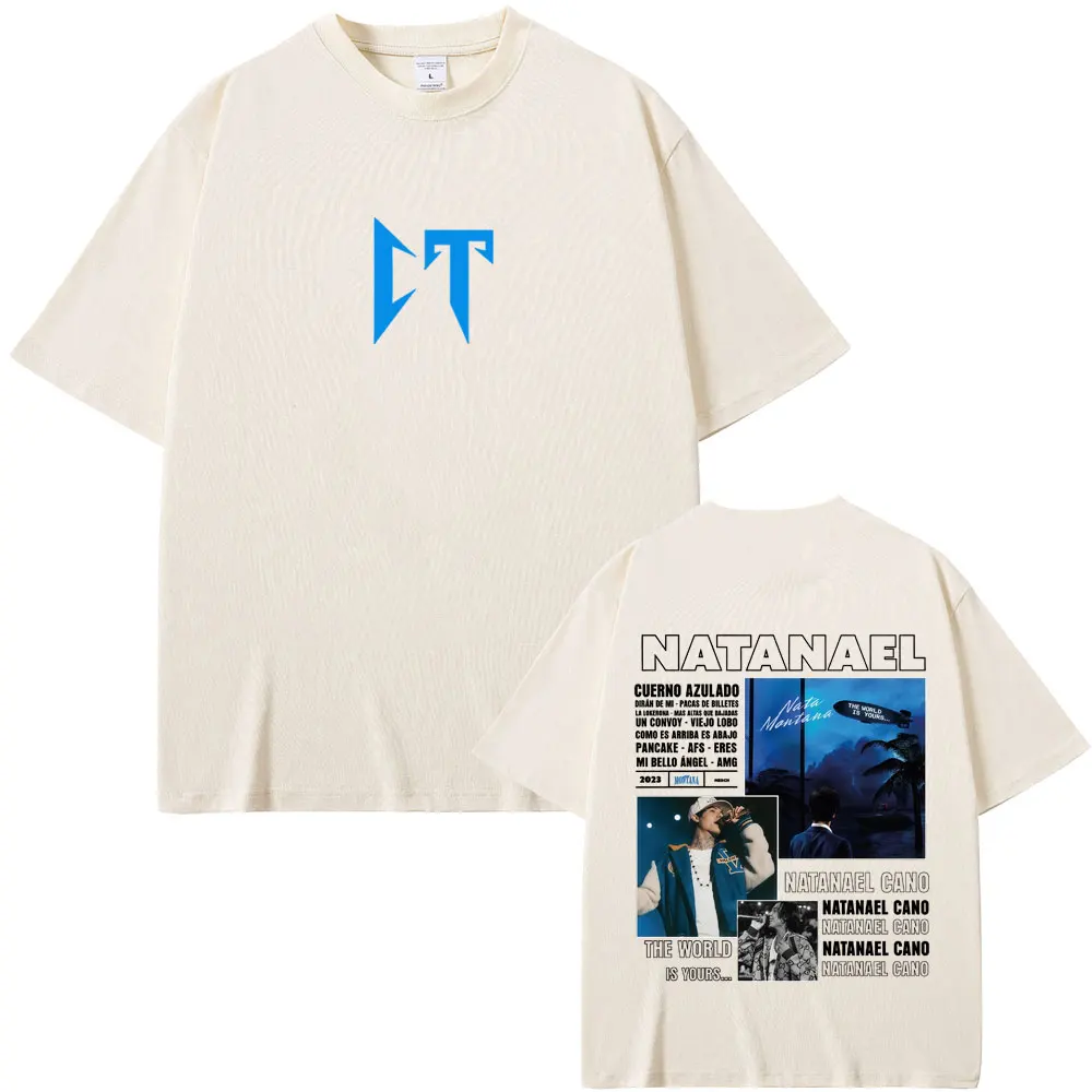 

Rapper Natanael Cano Nata Montana The World Is Yours T-shirt Men Women Hip Hop Fashion Pop Music T-shirts Cotton Vintage T Shirt