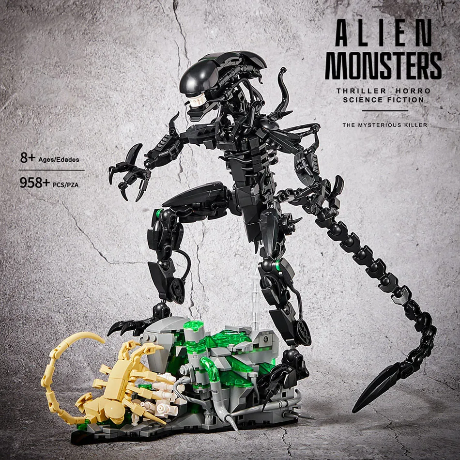 958 Pcs MOC Alien Monster Building Blocks Bricks Set DIY Alien Figures Assembly Model Kit Toys For Children Adult Boys Gifts