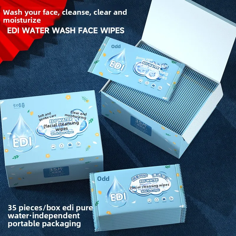 35 lingettes nettoyantes jetables pour le visage, emballage individuel portable, lingettes et papier nettoyants pour dortoirs d'étudiants et voyages