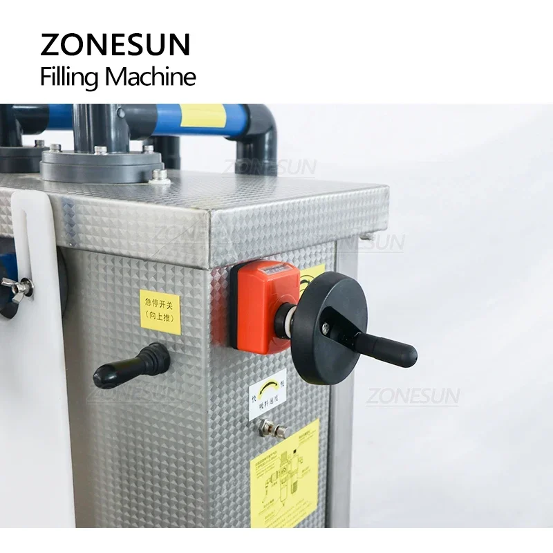 ZONESUN Liquid Filling Machine Full Pneumatic Semi-auto Double Heads Corrosive Bottle Filler for Toilet Cleaner Disinfectant