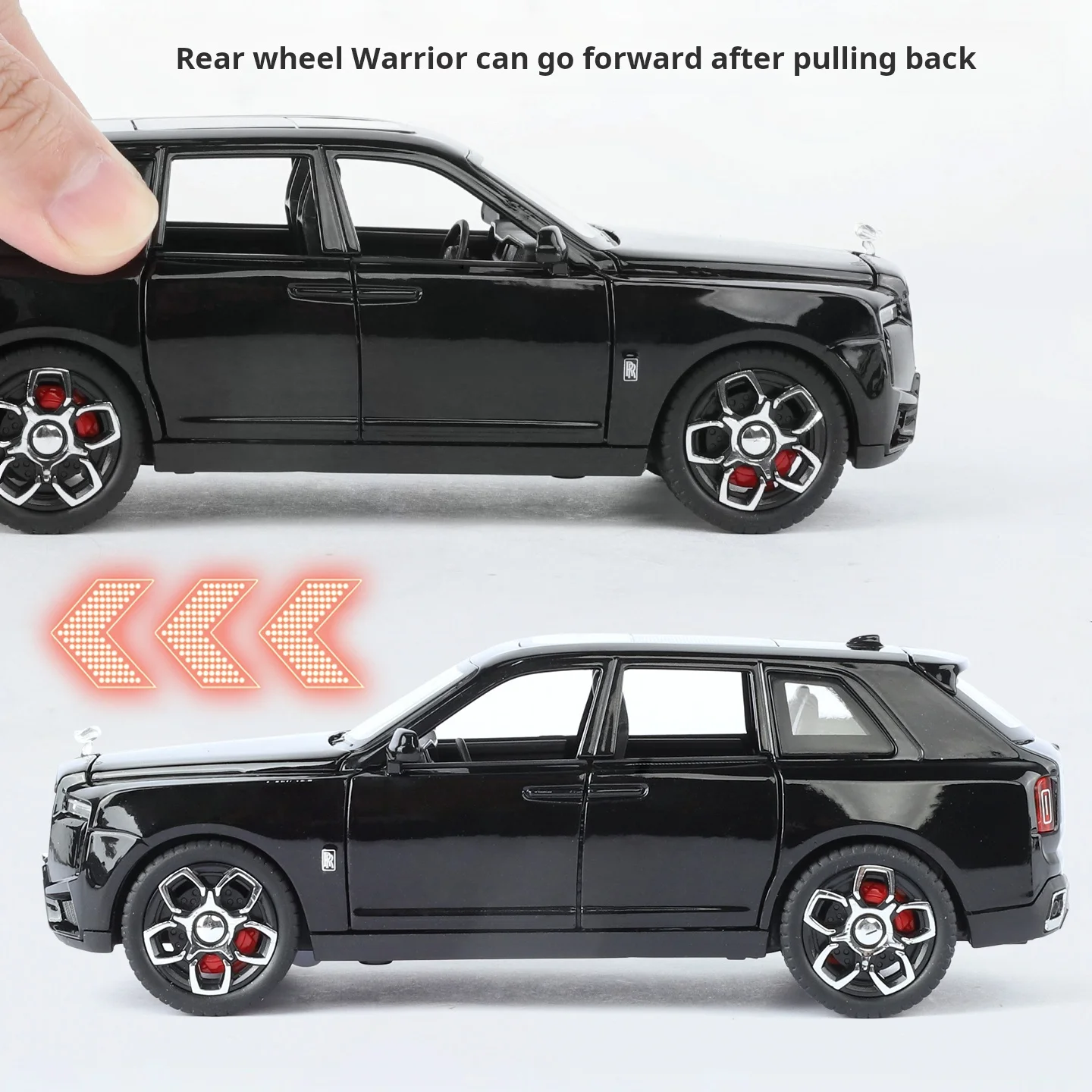 Rolls-Royce Cullinan-modelo de coche clásico fundido a presión, escala 1:32, luz de sonido Retro, regalo para niños, adorno para coleccionar, juguete para niños
