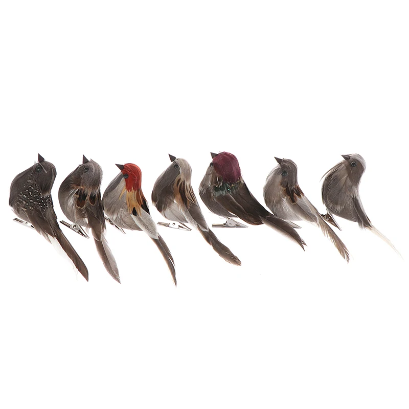 1Pc Gray fake birds artificial foam feathers sparrow home party wedding decor