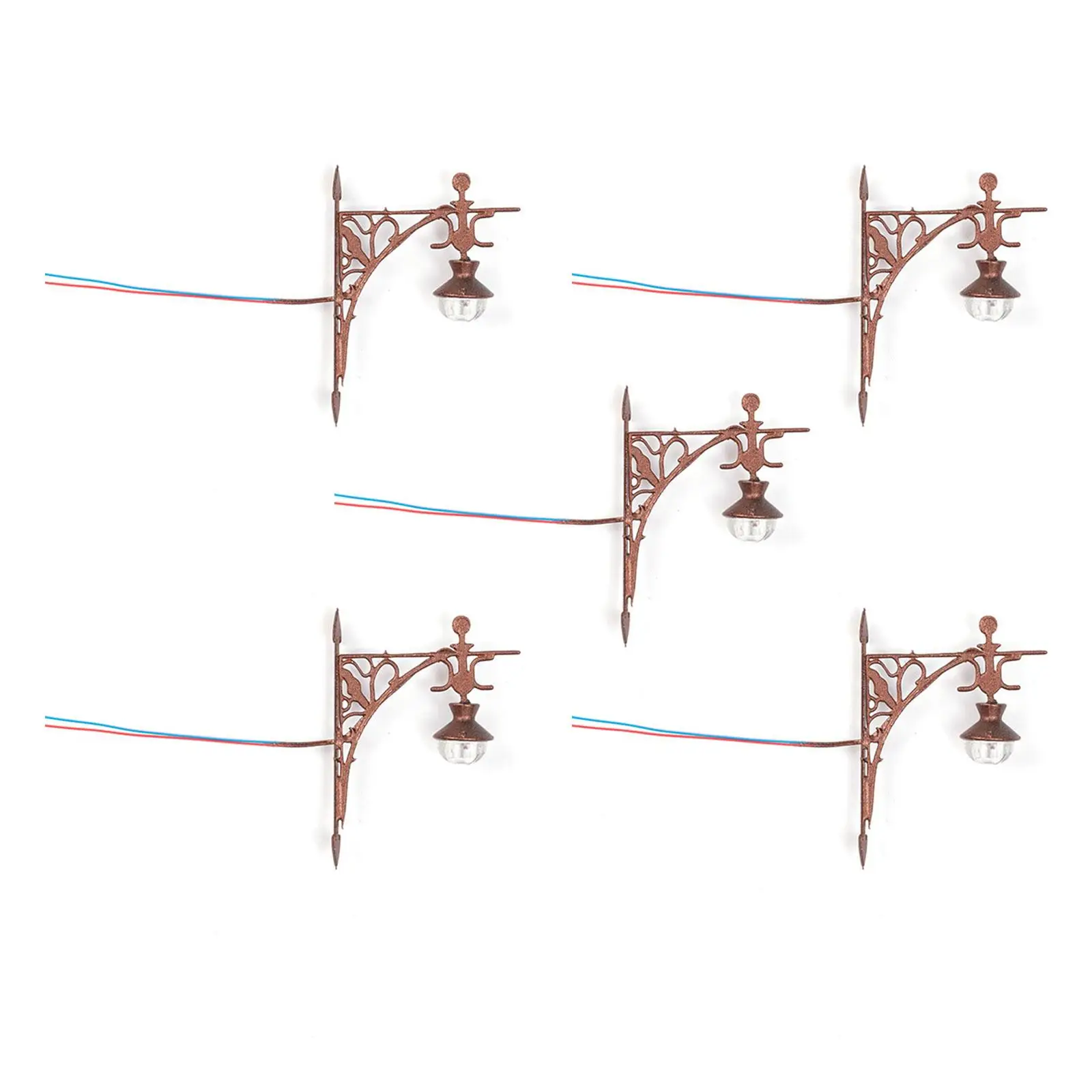 5 قطع مصغرة جدار الإضاءة 1/87 نموذج مدمج اكسسوارات شمعدانات جدارية صغيرة لمشهد حديقة الجنية لتقوم بها بنفسك مشاريع الديكور