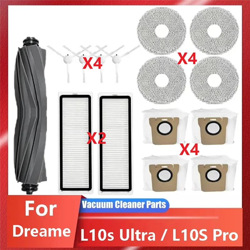 مجموعة صيانة المكنسة الكهربائية الكاملة A86I لـ Dreame L10s Ultra / L10S Pro مع أكياس وفلتر وممسحة
