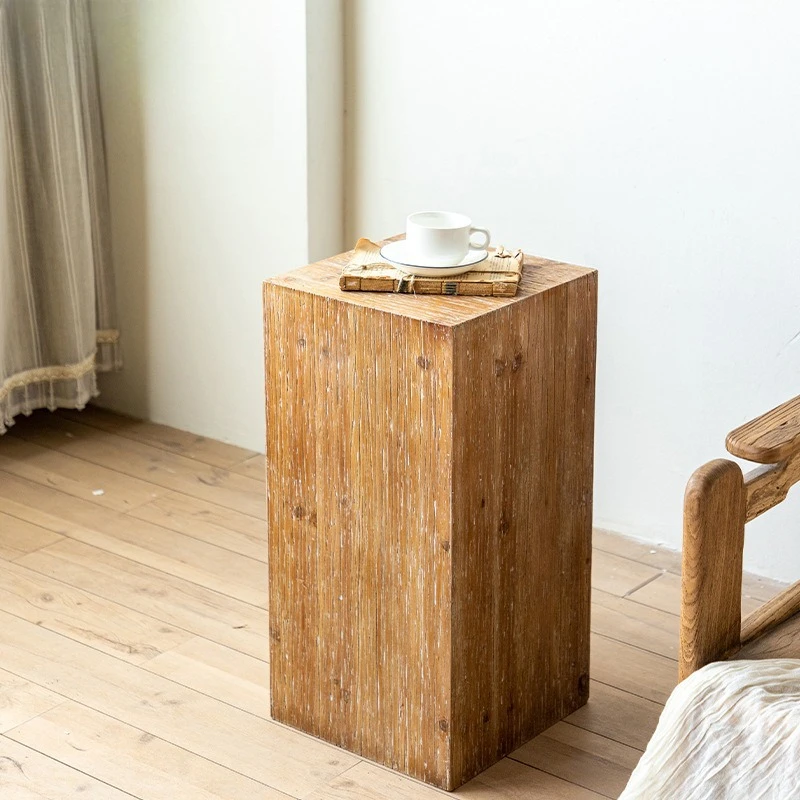 living room sofa side table, shooting props retro old flower stand, bedroom bedside coffee table small square table