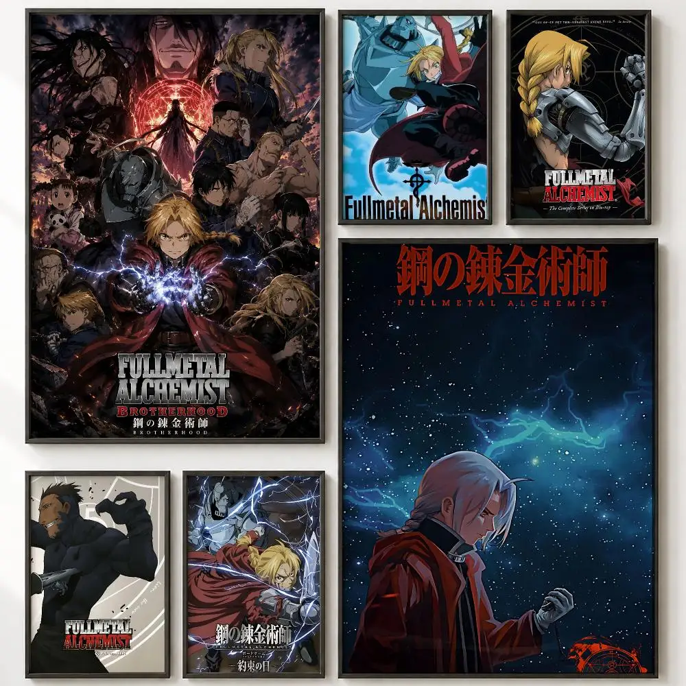 App-enabled Entertainment F-Fullmetal AlchemistS Poster Vintage Retro Anime Poster Stickers Peel and Stick Wall Art Home Decor