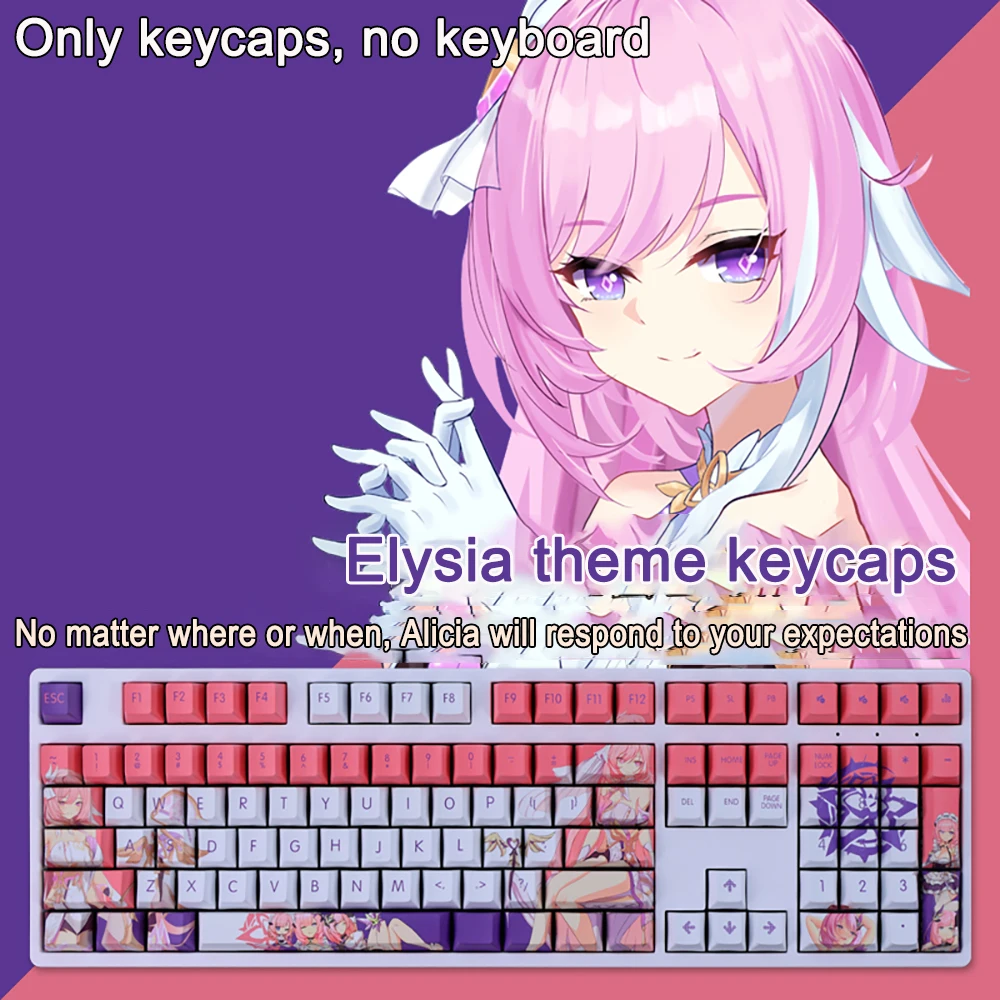 108 Keys Honkai Impact 3 Keycap Bronya Zaychik PBT Dye Subbed Cherry Backlit Keycaps Anime Key Cap For ANSI 61 87 104 108 Layout