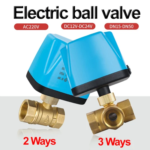 DN15 DN20 DN25 DN32 DN40 DN50 válvula de bola motorizada normalmente cerrada 220V 12V-24V válvula solenoide eléctrica de latón de 3 cables y 2 controles