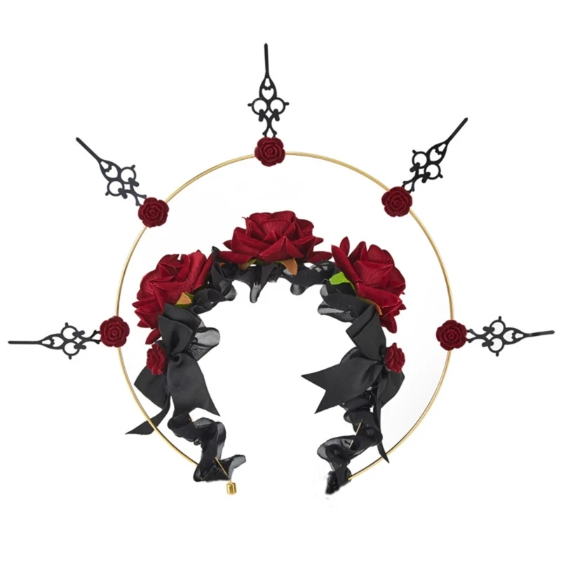 

Spiked Goths Headpiece Goth Flower Mary Headband Mary HaloCrown