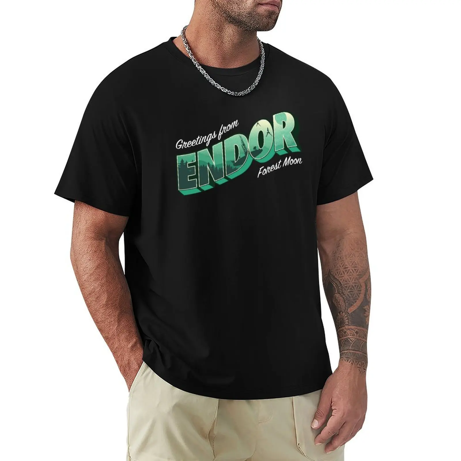 

Greetings from Endor - Forest Moon T-Shirt Minimalist Plain Crew Neck T-Shirt