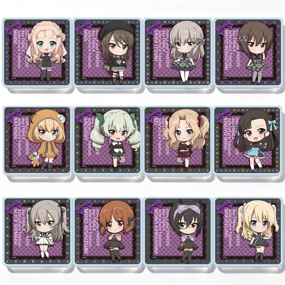 Girls und Panzer Shimada Alice Momo Kawashima Katyusha Anchovy Kinuyo Nishi Erika Itsumi Mary Mika Acrylic Keychain Collection