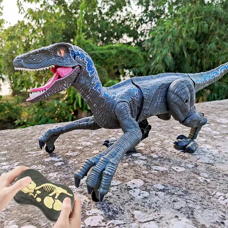 RC Dinosaur Raptor Robot electronic Intelligent 2.4G Remote Control Animals Music Light Toy Electric Toys For Children boys gift