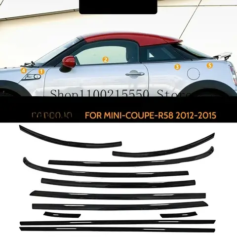 미니 쿠퍼 F56 R56 R58 F55 2007-2023 광택 블랙 창 외부 장식 몰딩 트림 씰 장식 스트립 스티커