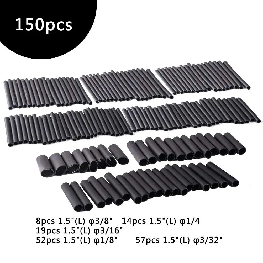 150pcs 3:1 Dual Wall Adhesive Heat Shrink Tubing Kit, 5 Sizes (Diameter): 3/8, 1/4, 3/16, 1/8, 3/32 inch for DIY