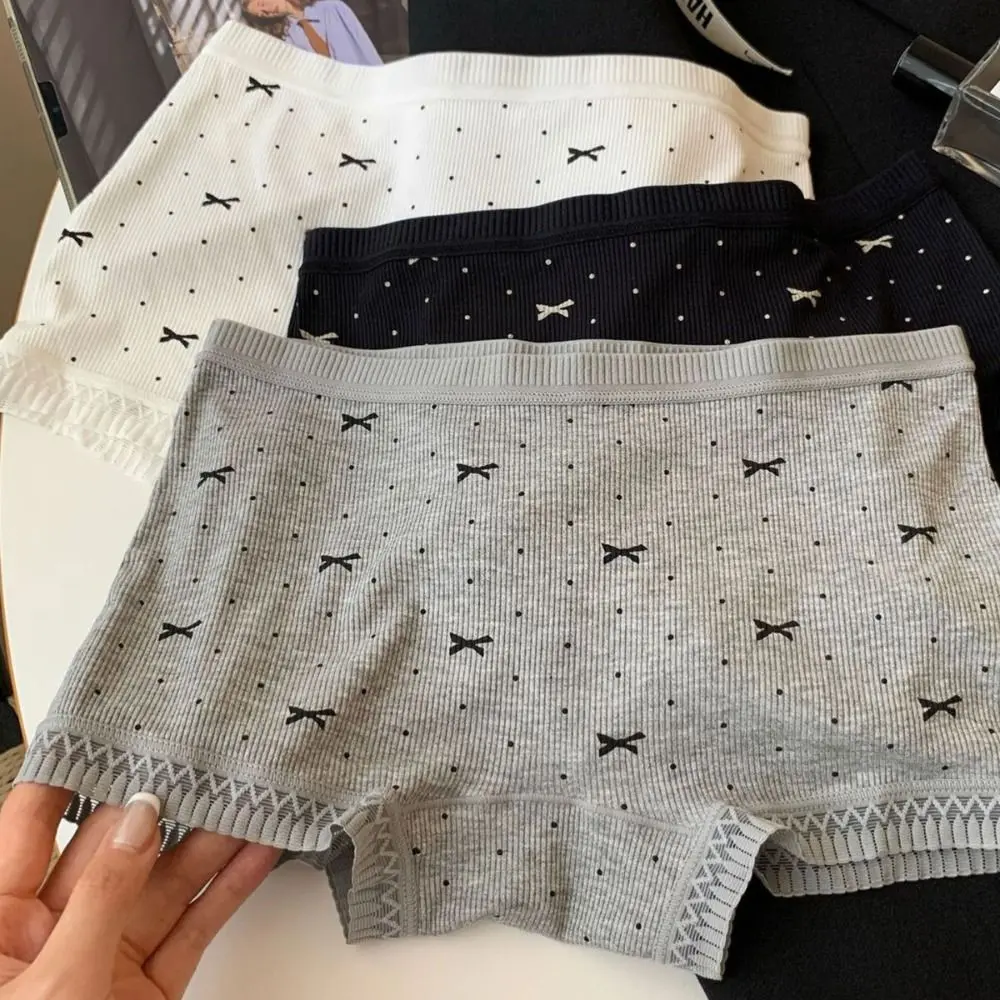 New Bowknot Seamless Shorts Lace High-stretch Safety Short Pants Breathable Mid Waist Briefs Women