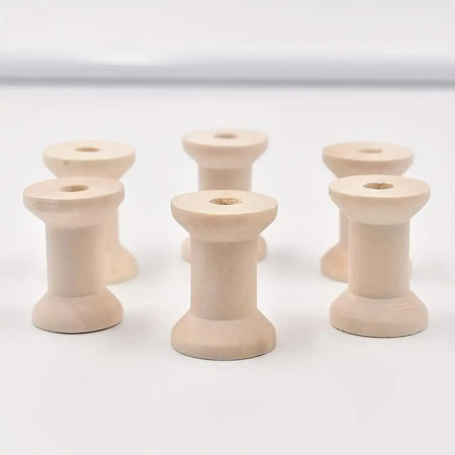 1/5/10/20/50/100pcs Units, Natural Wood-Colored Yarn Spool - Multifunctional Wooden Yarn Spool, Suitable for Sewing Thread, Hemp