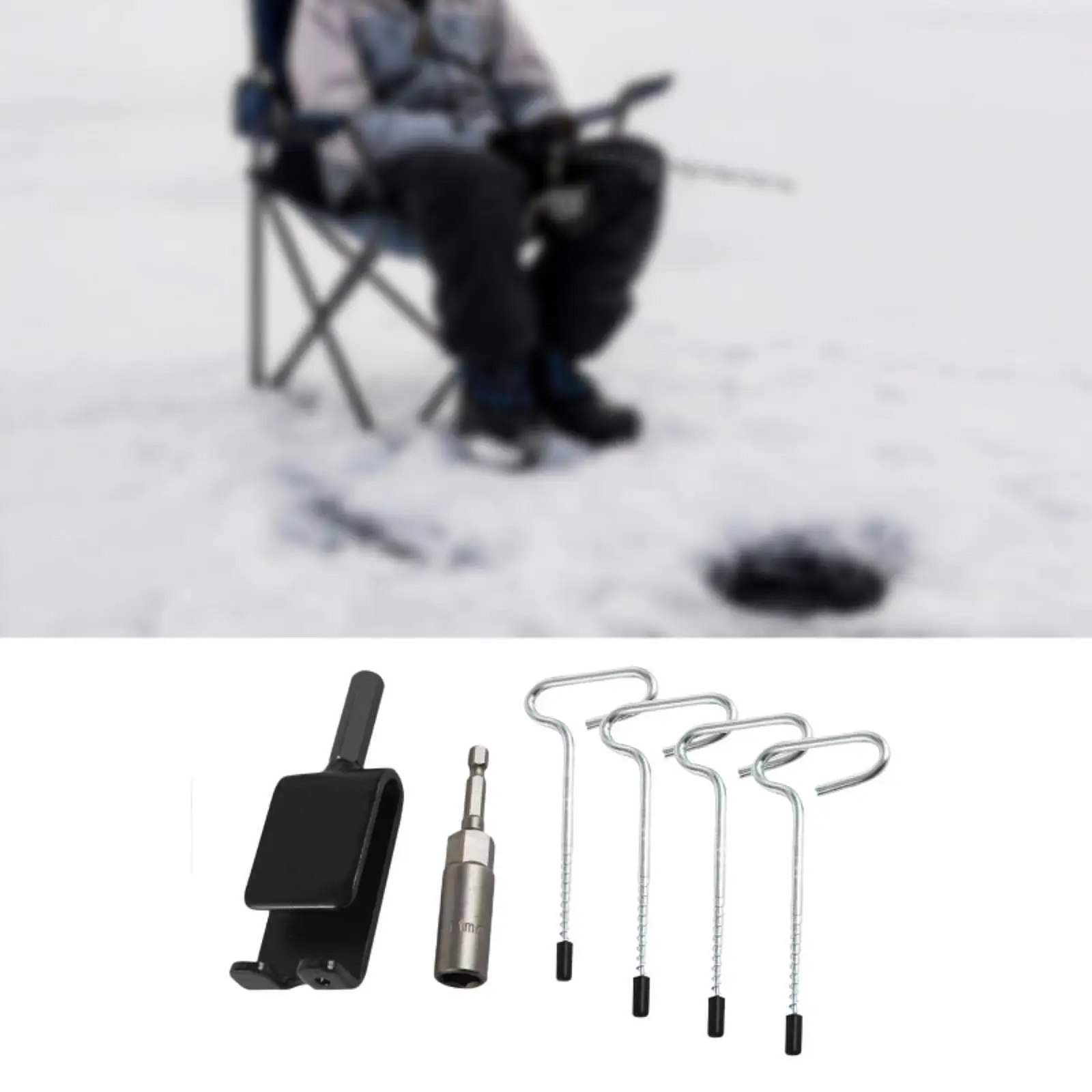 

4Pcs Ice Fishing Anchors Ice Anchor Drill Adapter Heavy Duty Tent Stakes