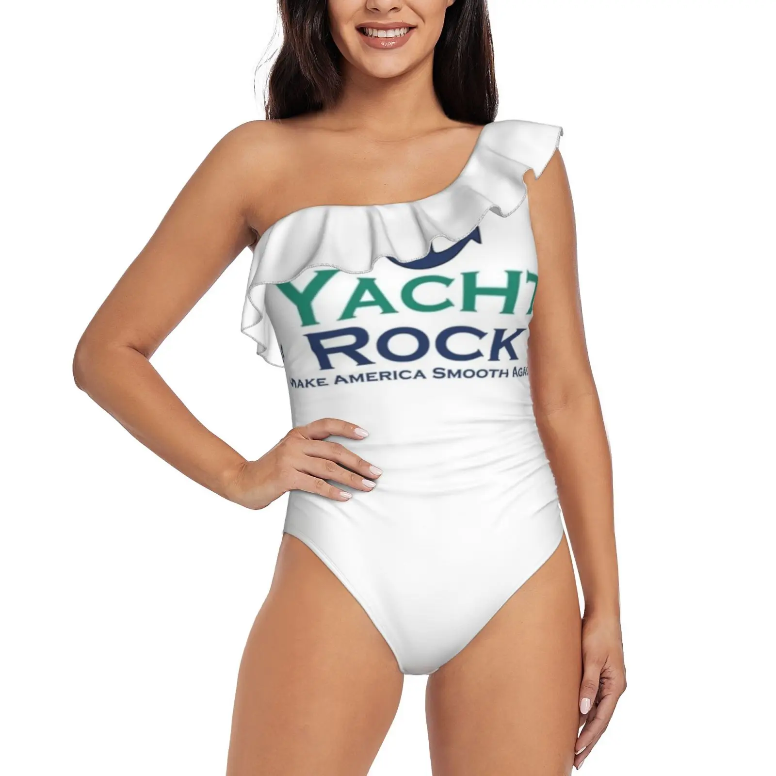 

Женский сплошной купальник с одним плечом для яхты