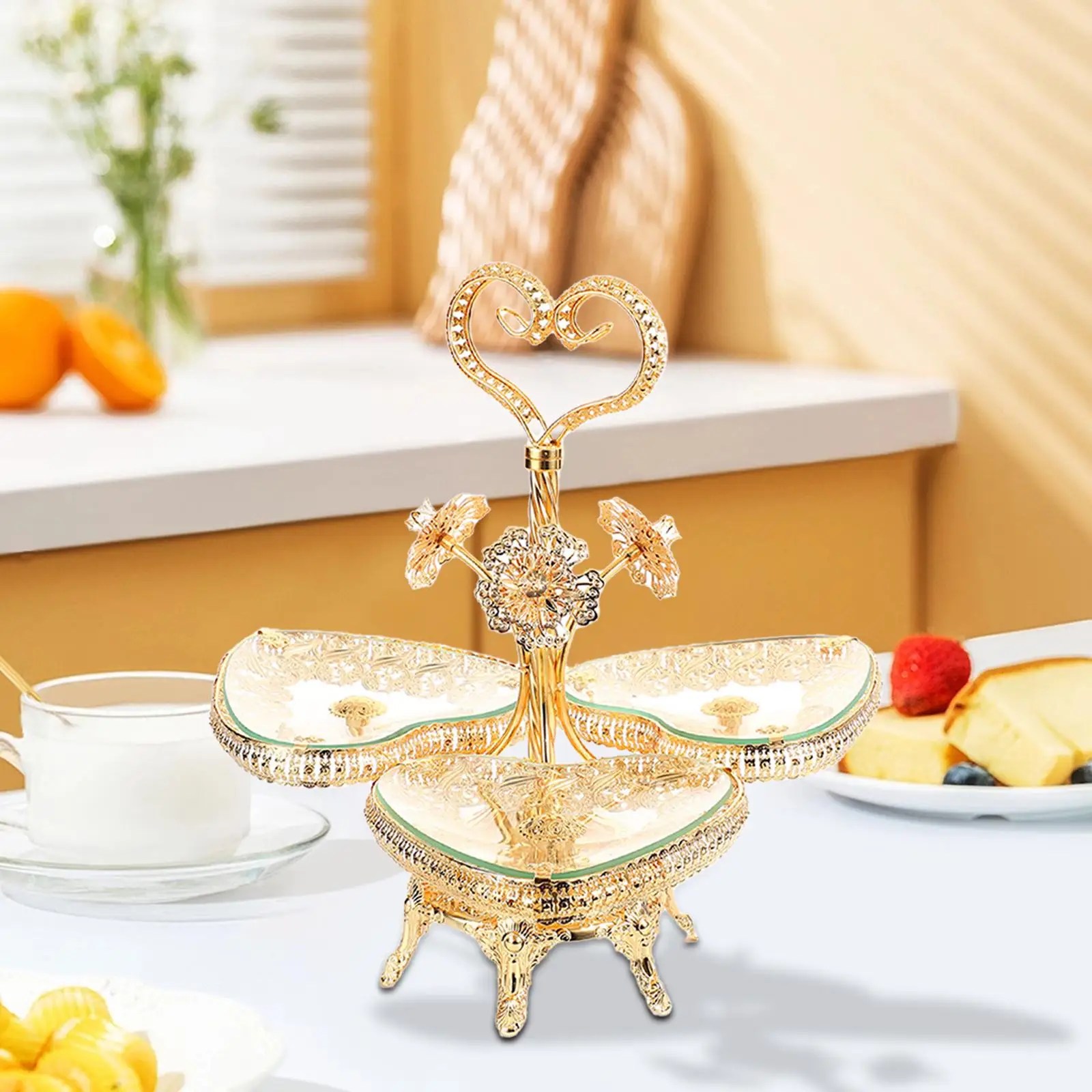 

Fruit Tray Cupcake Stand Display Platter Divided Serving Platter Elegant Serving Tray for Party Wedding Dessert Cupcake Desktop