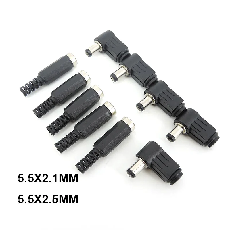 

Right angle DC male female Power Connector Plug 5.5MM * 2.5MM / 2.1MM Jack Socket Adapter straight 90 Degree 5.5*2.5MM 5521
